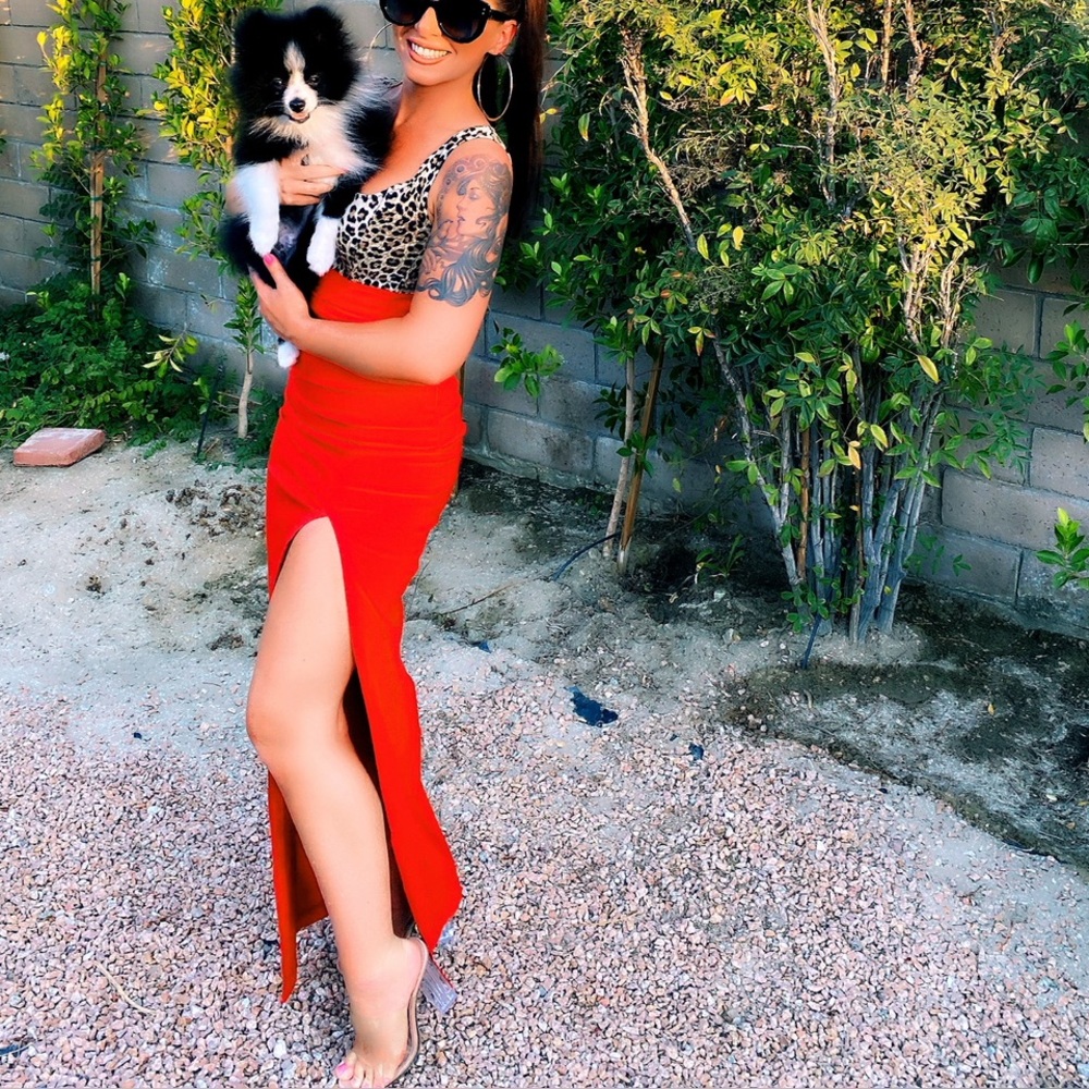 Vesper Red Full Length Skirt Size 0